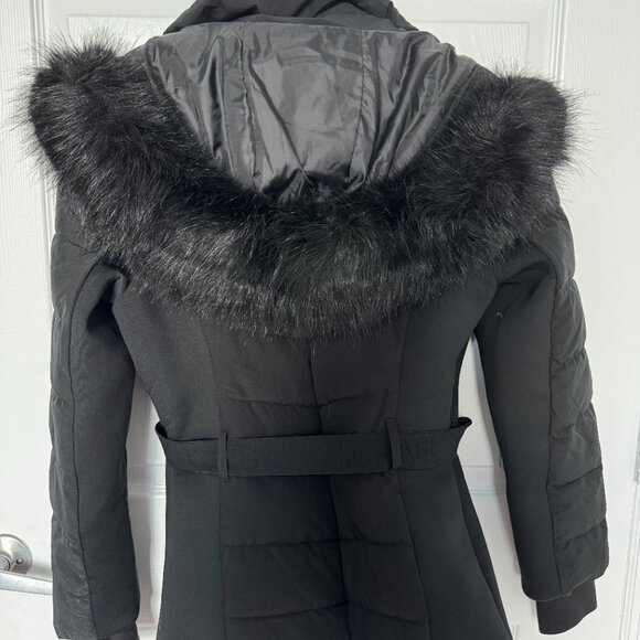 Michael Kors Women's Faux Fur Trim Belted Puffer Jacket Black Size S - Picture 5 of 6